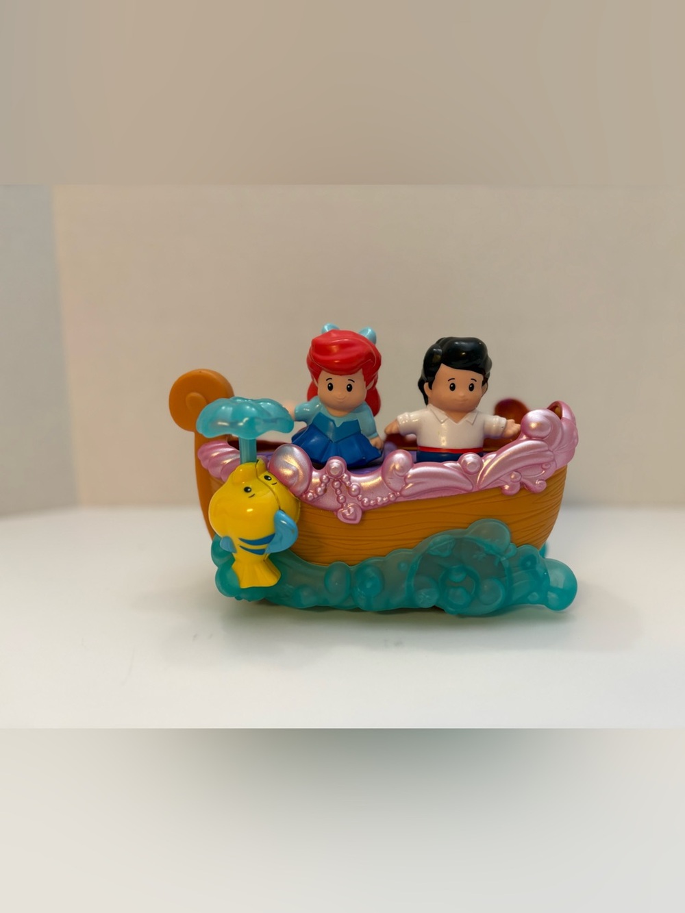 RARE Fisher-Price Little People Disney Ariel & Eric Boat Ride with Flounder